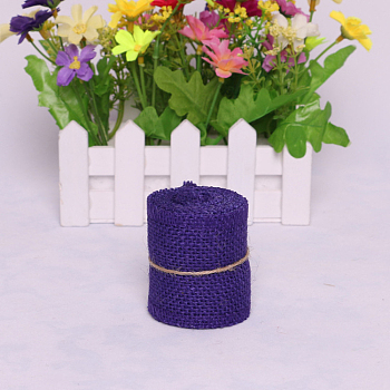 Lace Linen Rolls, Jute Ribbons For Craft Making, Indigo, 60mm, 2m/roll