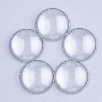 Transparent Glass Cabochons, Dome/Half Round, Clear, 25x6~7mm