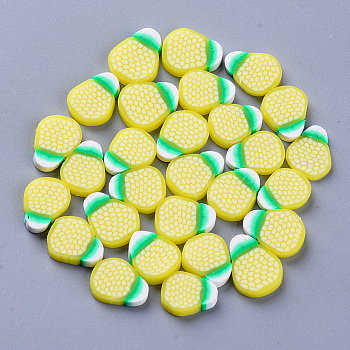 Handmade Polymer Clay Cabochons, Fashion Nail Art Decoration Accessories, Pineapple, Yellow, 10~12x8~9x2~3mm, about 3960~4950pcs/990g