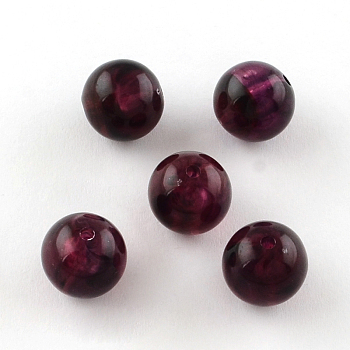 Round Imitation Gemstone Acrylic Beads, Purple, 8mm, Hole: 2mm, about 1700pcs/500g