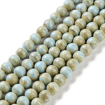 Natural Rainbow Alashan Agate Beads Strands, Dyed, Two Tone, Round, Yellow Green, 6mm, Hole: 0.8mm, about 67pcs/strand, 15.94 inch(40.5cm)