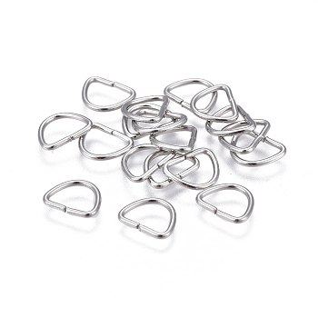 304 Stainless Steel D Rings, Buckle Clasps, For Webbing, Strapping Bags, Garment Accessories Findings, D Clasps, Stainless Steel Color, 12x15x1.5mm