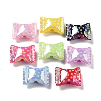 UV Plating Iridescent Acrylic Beads, AB Color, Candy, Mixed Color, 20x24.5x10mm, Hole: 3.2mm