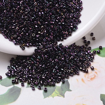 MIYUKI Delica Beads, Cylinder, Japanese Seed Beads, 11/0, (DB0004) Metallic Dark Plum Iris, 1.3x1.6mm, Hole: 0.8mm, about 10000pcs/bag, 50g/bag
