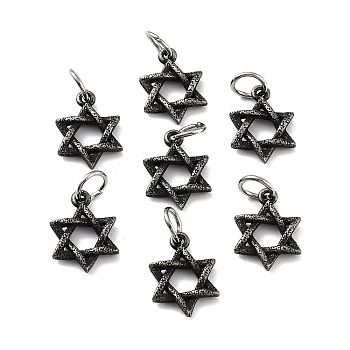 316 Surgical Stainless Steel Pendants, with Jump Ring, Antique Silver, Star of David, 17x12x2.8mm, Hole: 5.3mm