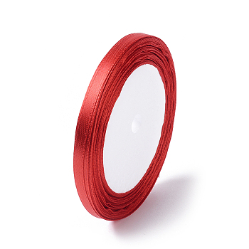 Single Face Satin Ribbon, Polyester Ribbon, Christmas Ribbon, Red, 1/4 inch(6mm), about 25yards/roll(22.86m/roll), 10rolls/group, 250yards/group(228.6m/group)
