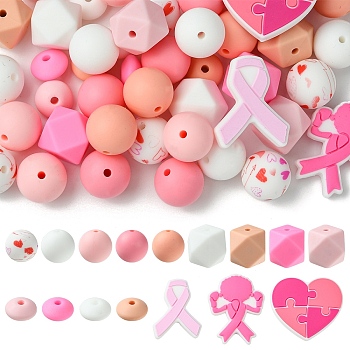 Silicone Focal Beads Set, Mixed Color, 15mm, Hole: 2mm, 4 colors, 6pcs/color, 24pcs