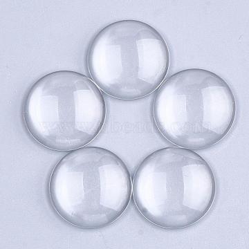 Transparent Glass Cabochons, Dome/Half Round, Clear, 25x6~7mm(GGLA-S036-01)