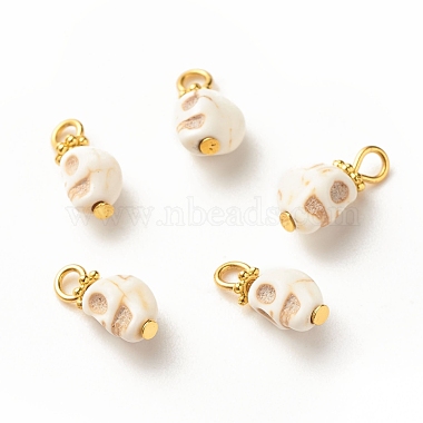 Golden Creamy White Skull Turquoise Charms