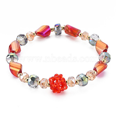 Faceted Glass Beads Stretch Bracelets(BJEW-Q997-005-RS)-2