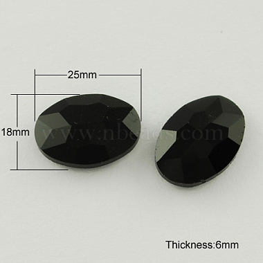 25mm Black Oval Glass Rhinestone Cabochons