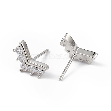 Clear Cubic Zirconia Crown Stud Earrings(EJEW-L234-077P)-2