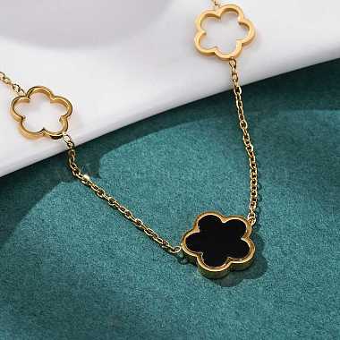 Ion Plating(IP) 304 Stainless Steel & Plastic Flower Pendant Necklaces for Women(NJEW-P320-02G-03)-3