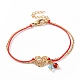 Bracelet plaqué or 304 coeur en acier inoxydable avec breloques en perles de verre pour femme(STAS-E154-05G-02)-1
