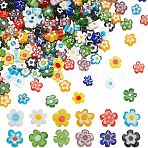 240Pcs 12 Colors Handmade Millefiori Glass Bead Strands, Flower, Mixed Color, 4x2.6mm, Hole: 1mm, 20pcs/color(LAMP-HY0001-09)
