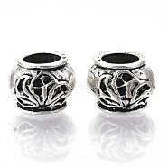 Tibetan Style Alloy Beads, Large Hole Beads, Cadmium Free & Lead Free, Rondelle, Antique Silver, 12x11x8.5mm, Hole: 6mm, about 325pcs/1000g(TIBE-R317-056AS-LF)