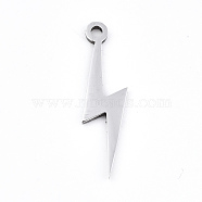 201 Stainless Steel Pendants, Laser Cut, Lightning, Stainless Steel Color, 20x6.5x0.9mm, Hole: 1.6mm(STAS-S081-066)