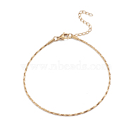304 Stainless Steel Snake Chain Anklets, with Lobster Claw Clasps, Golden, 8-7/8 inch(22.5cm)(AJEW-G024-07G)