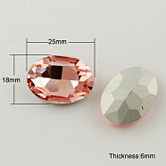 Glass Pointed Back Rhinestone, Back Plated, Faceted, Oval, Light Salmon, 18x25x6mm(RGLA-Q011-18x25mm-11)