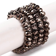 Electroplated Synthetic Non-magnetic Hematite Beads Strands, Faceted, Rondelle, Coffee Plated, 6x3.5~4mm, Hole: 1.2mm, about 105pcs/strand, 15.75''(40cm)(G-Q174-02)