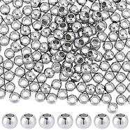 304 Stainless Steel Spacer Beads, Round, Stainless Steel Color, 5x4mm, Hole: 2.5mm, 200pcs(STAS-SC0006-87C)
