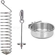 Stainless Steel Bird Food Feed Tool Sets, Bird Fruit Holder, Food Holder and Food Water Bowls Dish, Stainless Steel Color, 3pcs/set(AJEW-GA0002-04)