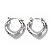 304 Stainless Steel Hollow Teardrop Hoop Earrings for Women, Stainless Steel Color, 20x18x4mm, Pin: 0.7mm(STAS-B034-14P)