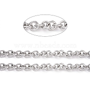 304 Stainless Steel Rolo Chains, with Spool, for Jewelry Making, Unwelded, Stainless Steel Color, 8.5x2mm, about 16.4 Feet(5m)/roll(CHS-H013-07P)
