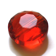 Imitation Austrian Crystal Beads, Grade AAA, Faceted, Flat Round, Red, 6x3.5mm, Hole: 0.7~0.9mm(SWAR-F053-6mm-06)