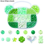 DIY Acrylic Beads Bracelets Jewelry Making Kits, Green, 6~18x0.5~22.5x0.5~9mm, Hole: 1~2mm(DIY-YW0009-25B)