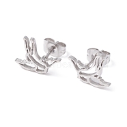 Swallow Shape 304 Stainless Steel Stud Earrings for Women, Stainless Steel Color, 11x13mm, Pin: 0.7mm(EJEW-Z017-12P)