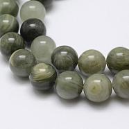 Natural Green Rutilated Quartz Beads Strands, Round, 10~10.5mm, Hole: 1mm, about 38pcs/strand, 15.5 inch(39.5cm)(G-P325-03-10mm)