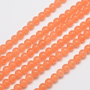 Natural & Dyed Malaysia Jade Bead Strands, Round, Light Salmon, 6mm, Hole: 0.8mm, about 64pcs/strand, 15 inch(G-A146-6mm-A05)