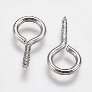 304 Stainless Steel Screw Eye Pin Peg Bails, For Half Drilled Beads, Stainless Steel Color, 17x9x2mm, Hole: 5.5mm(X-STAS-K171-52P-17x9mm)