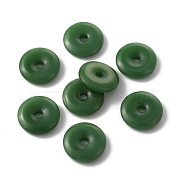 Handmade Lampwork Beads, Imitation Jade, Flat Round, Dark Green, 23x5.5mm, Hole: 4mm(FIND-WH0038-80)