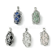 5Pcs 5 Style Natural Mixed Stone Double Terminal Pointed Pendants, Faceted Bullet Charms with 304 Stainless Steel Ring Macrame Pouch, Stainless Steel Color, 24~25x11~12x10~11mm, Hole: 6x2.5mm, 1pc/style(PALLOY-JF02496-01S)