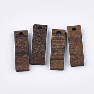 Walnut Wood Pendants, Rectangle, Saddle Brown, 20x6.5x2.5~3mm, Hole: 1.8mm(WOOD-S054-30)