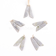 Natural Xiuyan Jade Pendants, for Jewelry Making, Wing, 43~44.5x10~11x3.5~5mm, Hole: 1.2mm(G-G827-04S)