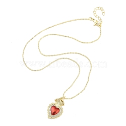 Brass Micro Pave Clear Cubic Zirconia Pendant Necklaces, Heart, Real 18K Gold Plated, 16.81 inch(427mm)(NJEW-Z035-04C-G)