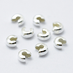 925 Sterling Silver Bead Tips Knot Covers, Silver, 4x5x2.5mm(X-STER-G027-27S-4mm)
