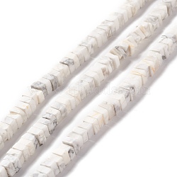 Natural Howlite Beads Strands, Cube, 6x6x1.5~3mm, Hole: 1.4mm, about 111pcs/strand, 15.16 inch(38.5cm)(G-K326-17)