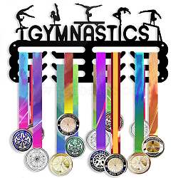 Gymnastics Fashion Acrylic Medal Hanger Holder, 3 Line Display Wall Rack, with Screws & Anchor Plug, Black, Word, 150x300x7mm(ODIS-WH0073-002)