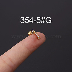 316L Stainless Steel Micro Pave Cubic Zirconia Cartilage Earrings, Golden, Stick, 6mm, Pin: 1.2mm(WG094CA-23)