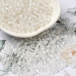 6/0 Transparent Colours Glass Seed Beads, Rondelle, Clear, 4x3mm, Hole: 1.4mm, about 7500pcs/pound(SEED-P006-01A-15)