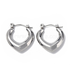 Non-Tarnish 304 Stainless Steel Hollow Teardrop Hoop Earrings for Women, Stainless Steel Color, 20x18x4mm, Pin: 0.7mm(STAS-B034-14P)