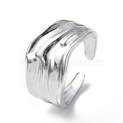 Non-Tarnish 304 Stainless Steel Open Cuff Ring for Women, Stainless Steel Color, Inner Diameter: 16mm(X-RJEW-C046-09P)