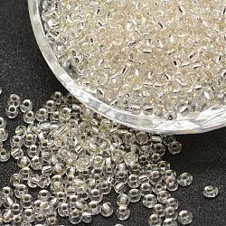 6/0 Transparent Glass Round Seed Beads, Grade A, Silver Lined, Clear, 3.6~4.0mm, Hole: 1.2mm, about 5000pcs/pound(SEED-J010-F6-21)
