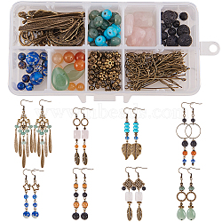 SUNNYCLUE DIY Earring Making, Alloy Linking Rings, Tibetan Style Alloy Pendants, Natural & Synthetic Mixed Gemstone and Brass Earring Hooks, Antique Bronze, 13.5x7x3cm(DIY-SC0005-39AB)