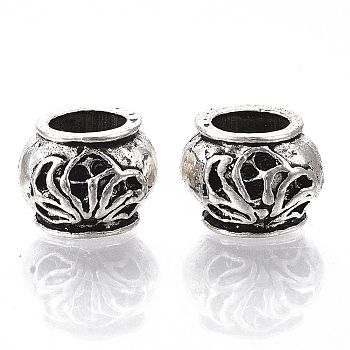 Tibetan Style Alloy Beads, Large Hole Beads, Cadmium Free & Lead Free, Rondelle, Antique Silver, 12x11x8.5mm, Hole: 6mm, about 325pcs/1000g