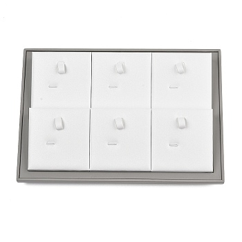 6-Slot PU Leather Pendant Organizer Display Trays, with MDF, Ractangle, White, 18x26x4.8cm